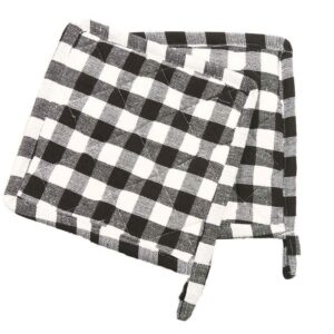 Heat Resistant Pot Holders 100% Cotton Everyday Quality Kitchen Cooking Dual-Function Hot Pad/Pot Holder- Square- Size 7" x 7" - Buffalo Plaid Pattern (Black/White) - { Pack of 5 }