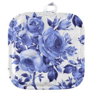 blue floral pattern pot holder for indoor/outdoor kitchen and bbq
