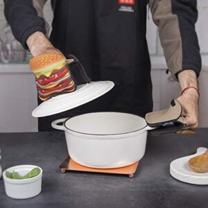 Creative Home Set of 2 (One Pair) Neoprene Oven Mitt Heat Resist Kitchen Gloves Pot Holder Grabber, 5.3" L x 5.7" W, Hamburger