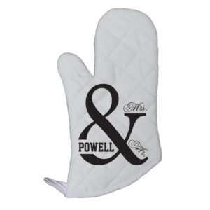 personalized custom text wedding mr & mrs polyester oven mitt kitchen mittens