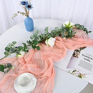 6 Pack 10Ft Blush Cheesecloth Table Runner 29''x120'' Gauze Semi-Sheer Table Runner Rustic Cheesecloth Table Cloth for Romantic Wedding Party Bridal Shower Birthday Dinner Boho Table Decor