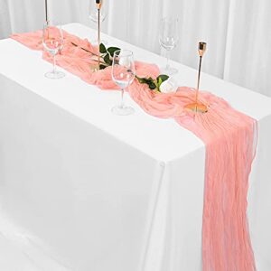 6 Pack 10Ft Blush Cheesecloth Table Runner 29''x120'' Gauze Semi-Sheer Table Runner Rustic Cheesecloth Table Cloth for Romantic Wedding Party Bridal Shower Birthday Dinner Boho Table Decor