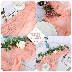 6 Pack 10Ft Blush Cheesecloth Table Runner 29''x120'' Gauze Semi-Sheer Table Runner Rustic Cheesecloth Table Cloth for Romantic Wedding Party Bridal Shower Birthday Dinner Boho Table Decor