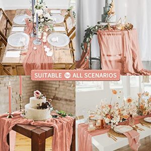 6 Pack 10Ft Blush Cheesecloth Table Runner 29''x120'' Gauze Semi-Sheer Table Runner Rustic Cheesecloth Table Cloth for Romantic Wedding Party Bridal Shower Birthday Dinner Boho Table Decor