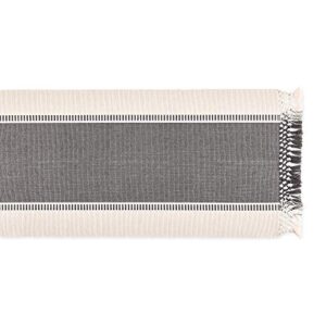 DII Dobby Stripe Woven Table Runner, 13x108 (13x113.5, Fringe Included), Mineral Gray