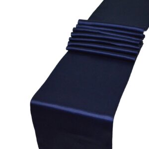 parfair dessin pack of 10 satin table runners 12 x 108 inch for wedding banquet reception party decoration, bright silk and smooth fabric party table runner - navy blue