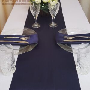 Parfair Dessin Pack of 10 Satin Table Runners 12 x 108 inch for Wedding Banquet Reception Party Decoration, Bright Silk and Smooth Fabric Party Table Runner - Navy Blue