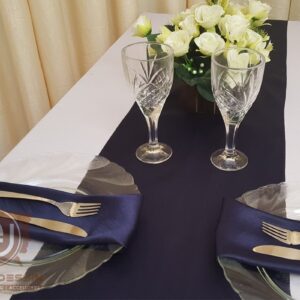 Parfair Dessin Pack of 10 Satin Table Runners 12 x 108 inch for Wedding Banquet Reception Party Decoration, Bright Silk and Smooth Fabric Party Table Runner - Navy Blue