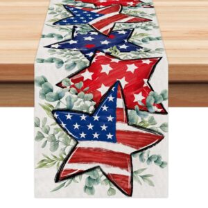 geeory 4th of july decorations eucalyptus table runner 13x72 inch america stars and stripes table runners patriotic runners memorial day decor for indoor outdoor dinner party décor gt092