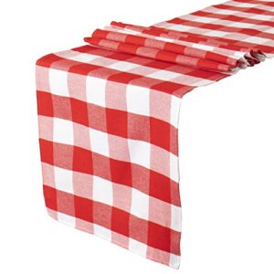 shinybeauty buffalo check table runner 13''x108'' red and white cotton checkered table runner buffalo plaid table cover for family dinners plaid table runner for farmhouse