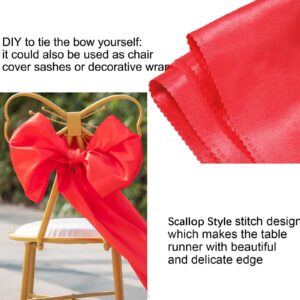 2 Pack Red Table Runners, Christmas Satin Table Runner 12x108 Inches Long, Silk and Smooth Fabric Table Runner for Wedding, Parties, Banquets, Events Decoration