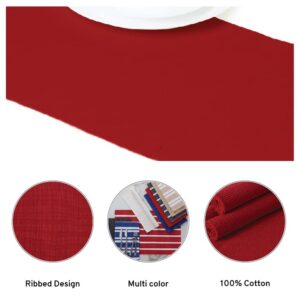 Encasa Table Runner for 4 Seater Dining | Solid Red | Fine Ribbed Cotton | Size 13"x59" | Over 20 Modern Colors & Woven Designs, Machine Washable