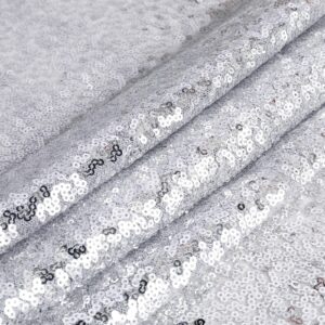 OQSC Sequin Table Runners 72 Inches Long Christmas Glitter Rectangle Table Runner for Party, Wedding, Bridal 2 Pcs, Silver