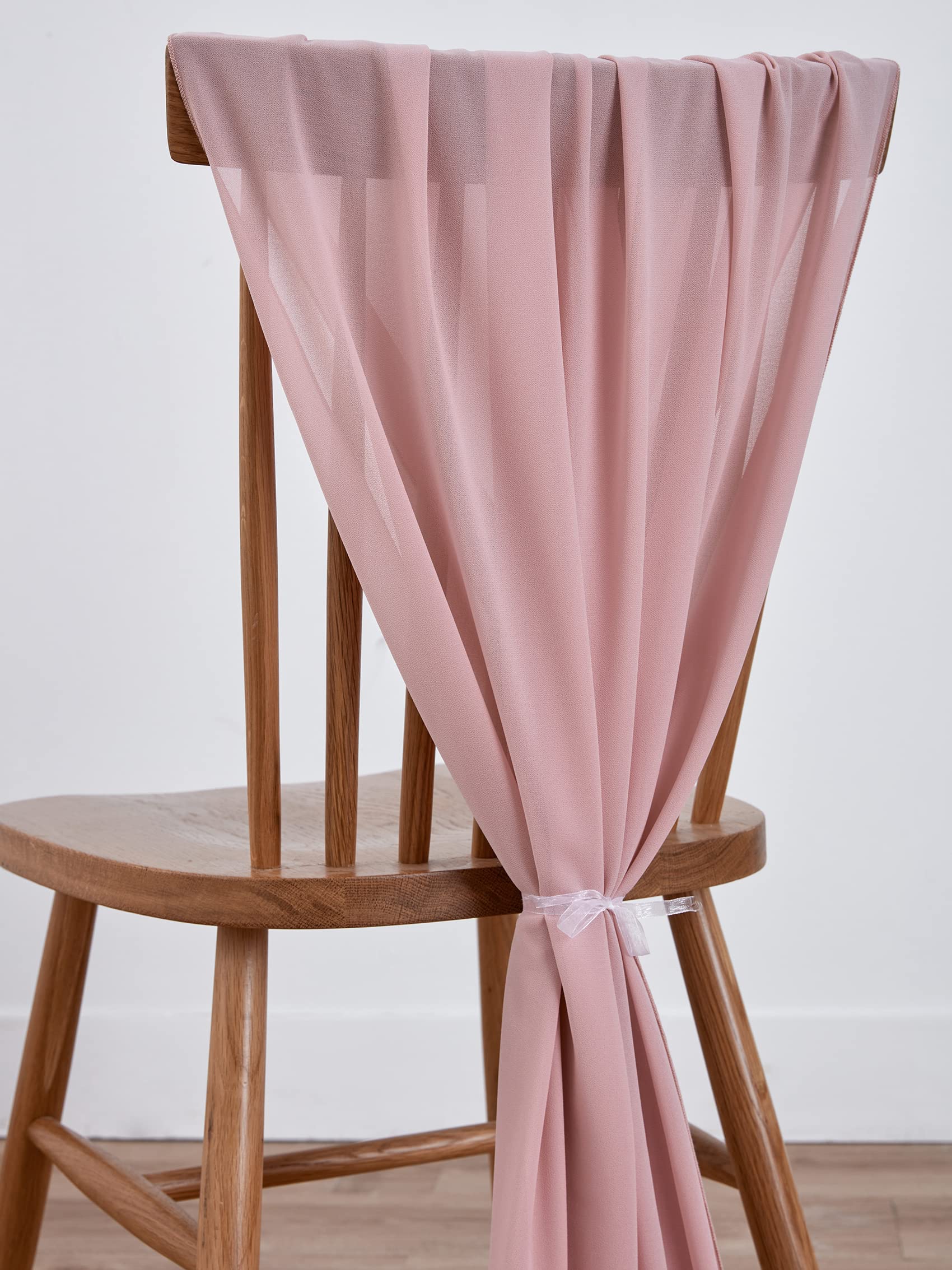 BEDDEB 10 Pack Dusty Rose Chiffon Table Runner 10Ft Sheer Wedding Table Runner 29x120 Inches Romantic Tulle Table Runner for Rustic Wedding Decor Birthday Party Bridal Baby Shower Table Decoration