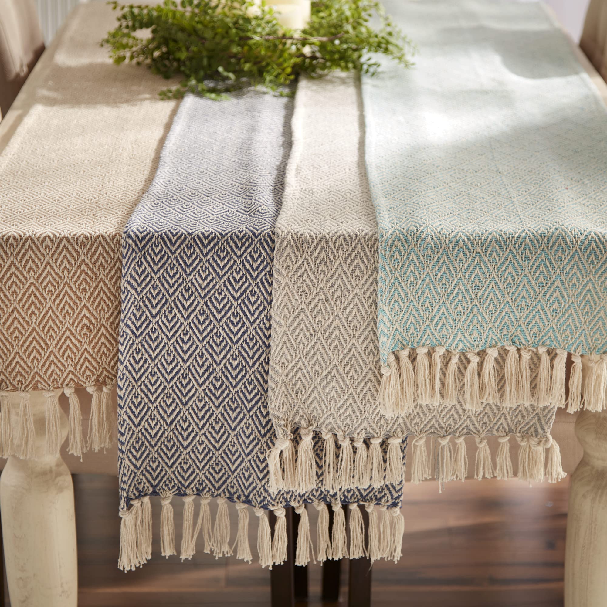 DII Braided Farmhouse Table Runner, 15 x 72 inches, 1-Piece, French Blue
