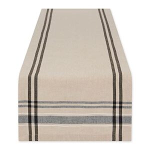 dii french stripe dining table collection farmhouse style table runner, 14x108 inches, taupe/black