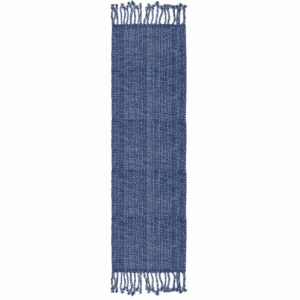 100% cotton table runner for dining room tables rectangle two tone woven fabric 72" x 13" soft durable table runner, dark blue