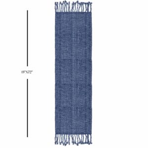 100% Cotton Table Runner for Dining Room Tables Rectangle Two Tone Woven Fabric 72" x 13" Soft Durable Table Runner, Dark Blue