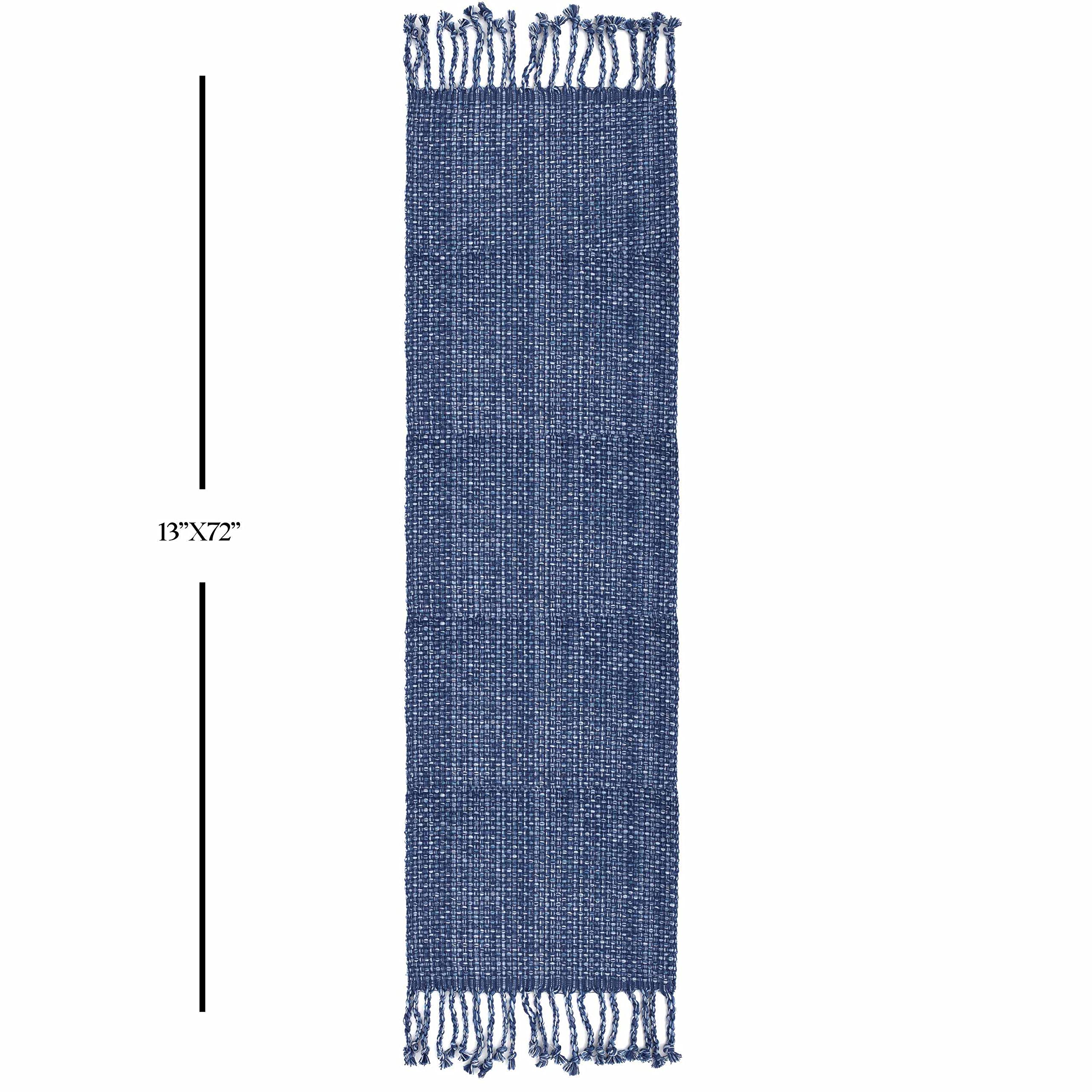 100% Cotton Table Runner for Dining Room Tables Rectangle Two Tone Woven Fabric 72" x 13" Soft Durable Table Runner, Dark Blue