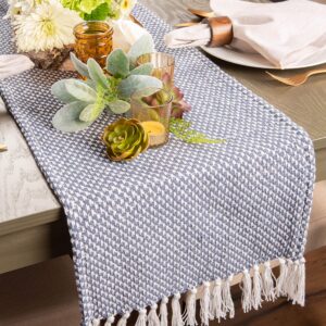 DII Woven Basics Collection 100% Cotton Knit Table Runner, 15x72, French Blue