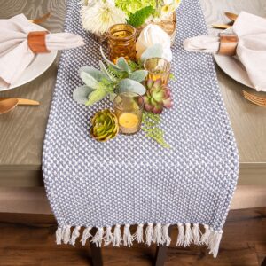 DII Woven Basics Collection 100% Cotton Knit Table Runner, 15x72, French Blue