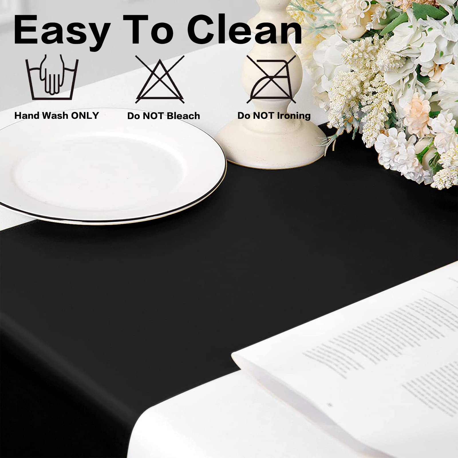 GFCC Pack of 10 Black Satin Table Runner 12 x 108 Inches for Wedding Party Events Decoration