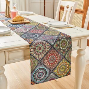 LilyCat Boho Bohemian Table Runner 90 inches Long, Vintage Farmhouse Table Runners for Coffee Table Dining Room Table Bedroom Party Holiday 13 x 90 inches