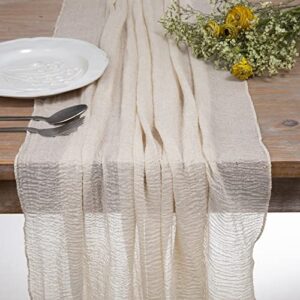 dolopl beige cheesecloth table runner 10ft boho gauze table runner 120inch long sheer cheese cloth table runner for rustic baby shower bridal wedding birthday decorations