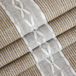 Farmhouse Braided Striped Table Runner Rustic Embroidery Coffee Table Runners for Decorations Weddings Holiday Brown 13x36inch