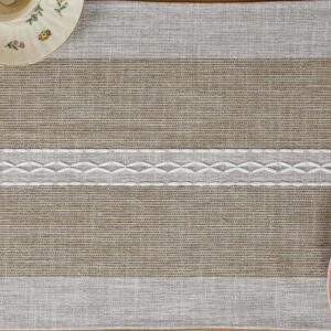 Farmhouse Braided Striped Table Runner Rustic Embroidery Coffee Table Runners for Decorations Weddings Holiday Brown 13x36inch