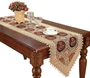 simhomsen antique gold lace table runner embroidered burgundy organza 16 × 90 inch