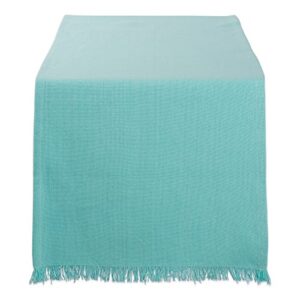 dii everyday collection, fringed solid tabletop, table runner, 14x72, aqua