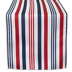 dii patriotic stripes tabletop collection, stain resistant & waterproof, table runner, 14x72, red, white, & blue