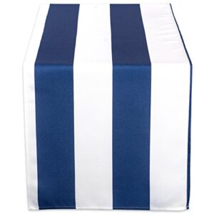 dii cabana stripe outdoor tabletop collection, stain/wrinkle resistant & waterproof, table runner, 14x72, nautical blue