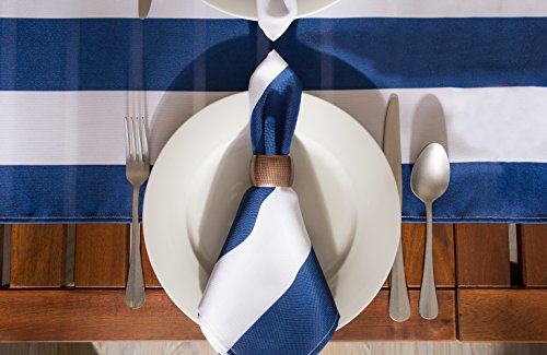 DII Cabana Stripe Outdoor Tabletop Collection, Stain/Wrinkle Resistant & Waterproof, Table Runner, 14x72, Nautical Blue