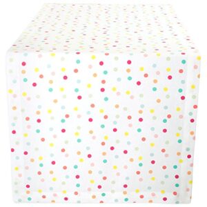 dii polka dot party print tabletop collection reusable & machine washable, table runner, 14x72, multicolor confetti dots