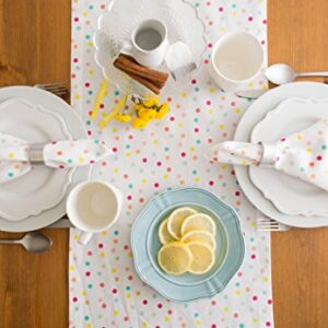 DII Polka Dot Party Print Tabletop Collection Reusable & Machine Washable, Table Runner, 14x72, Multicolor Confetti Dots