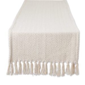 dii woven basic tabletop collection chevron table runner, 15x72, off-white