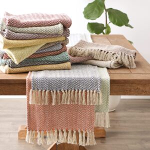 DII Woven Basic Tabletop Collection Chevron Table Runner, 15x72, Off-White