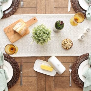 DII Woven Basic Tabletop Collection Chevron Table Runner, 15x72, Off-White