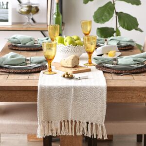 DII Woven Basic Tabletop Collection Chevron Table Runner, 15x72, Off-White