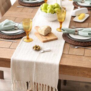 DII Woven Basic Tabletop Collection Chevron Table Runner, 15x72, Off-White