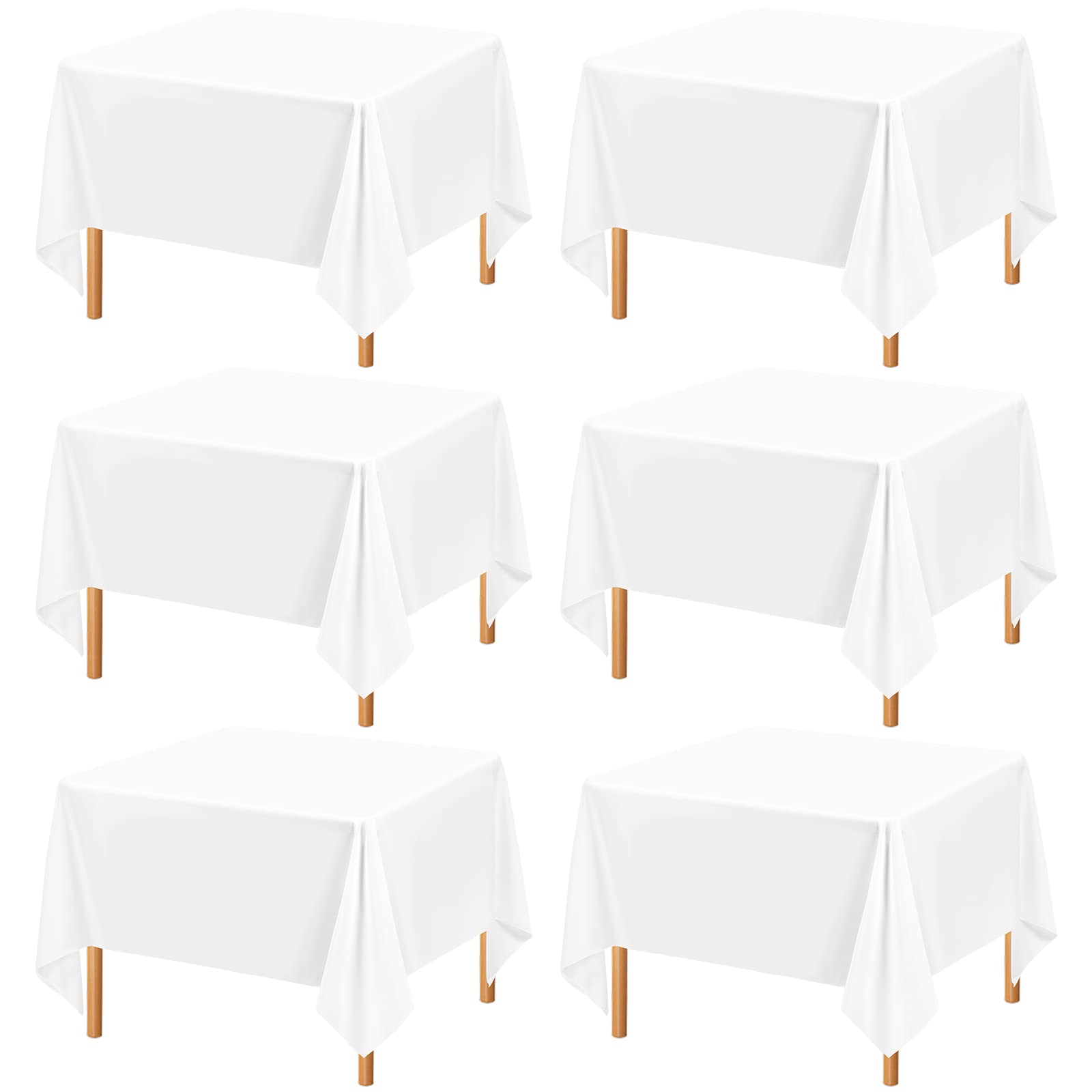 6 Pack Square Tablecloth 52 x 52 Inch White Square Table Cloth,Stain and Wrinkle Resistant Washable Polyester Table Clothes Decorative Fabric Table Cover for Wedding Dining kitchen Parties Card Table