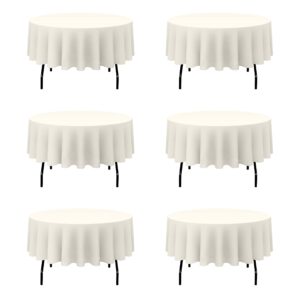 brillmax 6 pack ivory round tablecloths 90 inch - circle bulk linen polyester fabric washable table clothes cover for wedding reception banquet birthday party buffet restaurant