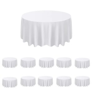 lalaport 10 pack premium 120" round polyester tablecloth for wedding/party/events/banquet/buffet (white)