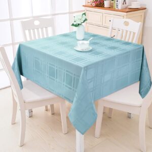 jucfhy square spring table cloth solid plaid jacquard tablecloth elegance water resistant contemporary woven decorative table cover,spillproof soil resistant holiday tablecloth,60 x 60 inch,turquoise