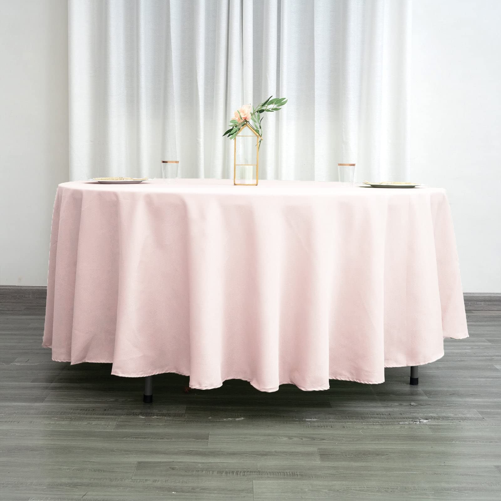 Efavormart 108" Blush/Rose Gold Polyester Round Tablecloth