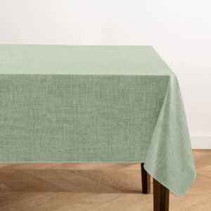 elrene home fashions monterey linen inspired water- and stain-resistant vinyl tablecloth with flannel backing, 52 inches x 70 inches, rectangle, sage