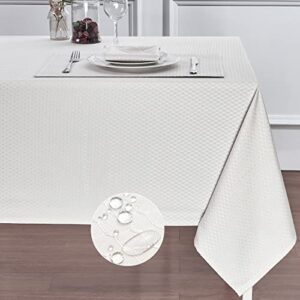 homejoy round rectangle table cloth – stainproof waterproof washable polyester oblong rectangular tablecloth, fabric table cover for kitchen dining dinner table (ivory, 52 x 70 inch)