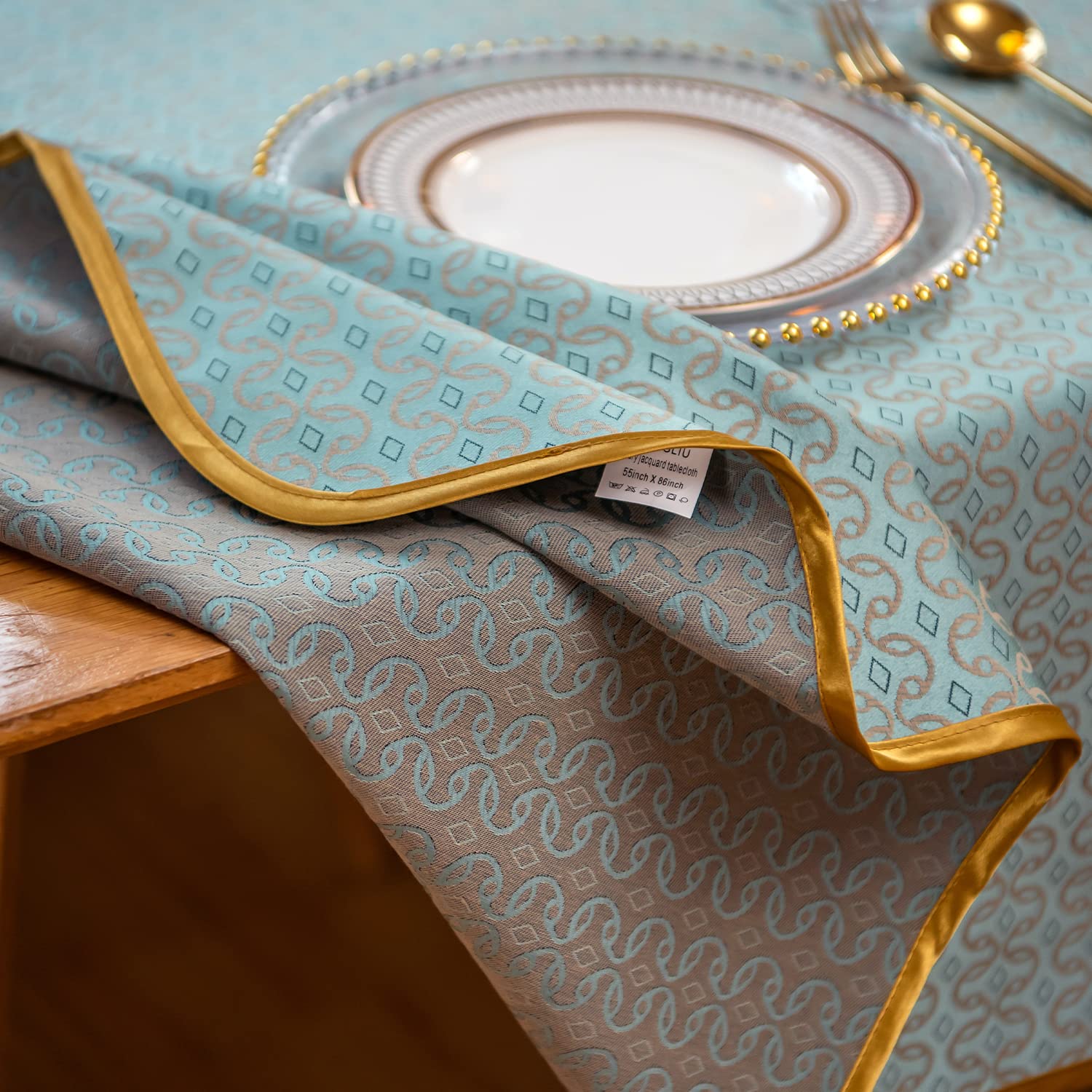 YONGLIU Jacquard Rectangle Tablecloth Luxury Geometric Table Cloth Waterproof Wrinkle Resistant Washable Heavy Duty Indoor Outdoor Table Cover for Kitchen Dining Room Decoration